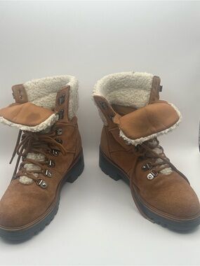 Marc Fisher Tan Shearling Ankle Boots